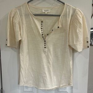 Free people Bohme Ivory Button-Accent Blouse